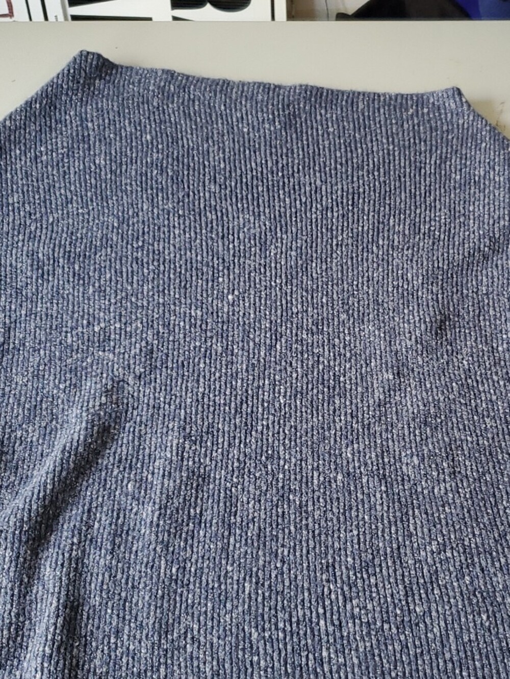 Womens Off The Shoulder Blue Knit Sweatrr